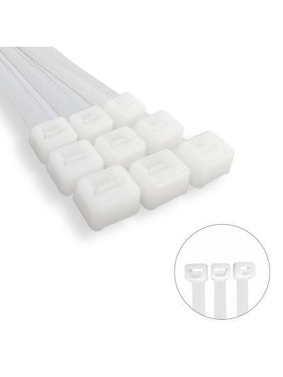 Brida Nylon 100%. Color Blanco / Natural 4,5 x 360 mm. 100 Piezas. Abrazadera Plastico, Organizador Cables, Alta Resistencia