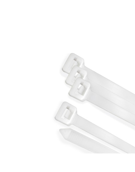 Brida Nylon 100%. Color Blanco / Natural 2,5 x135 mm. 100 Piezas. Abrazadera Plastico, Organizador Cables, Alta Resistencia