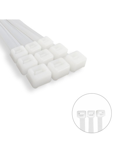 Brida Nylon 100%. Color Blanco / Natural 2,5 x135 mm. 100 Piezas. Abrazadera Plastico, Organizador Cables, Alta Resistencia