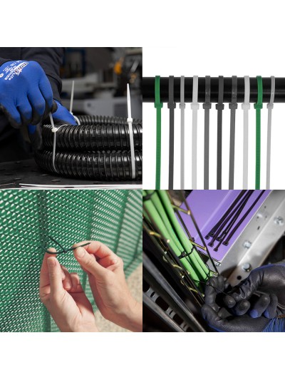 Brida Nylon 100%. Color Verde 3,6 x 140 mm. Bolsa 100 Unidades. Abrazadera Plastico, Organizador Cables, Alta Resistencia