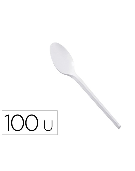 Cuchara de plastico blanco reutilizable paquete de 100 unidades