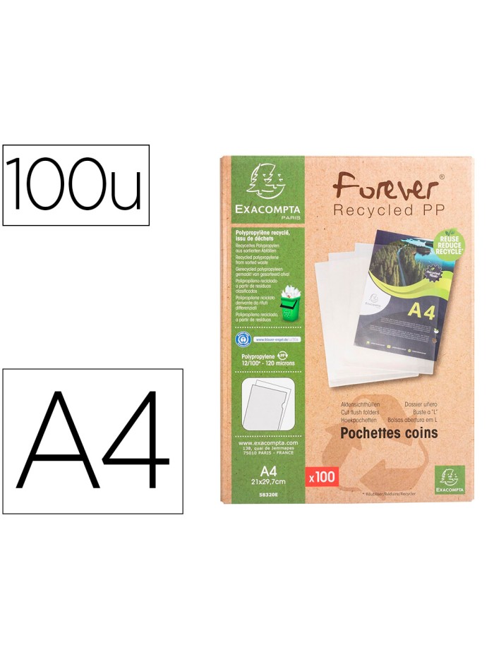 Carpeta dossier uñero exacompta reciclado polipropileno 120 mc din a4 caja de 100 unidades Carpeta dossier uñero exacompta reciclado polipropileno 120 mc din a4 caja de 100 unidades