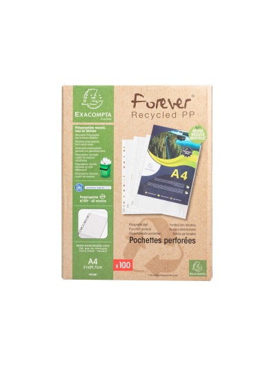 Funda multitaladro exacompta reciclada polipropileno 60 mc din a4 piel de naranja caja de 100 unidades