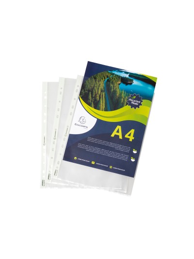 Funda multitaladro exacompta reciclada polipropileno 60 mc din a4 piel de naranja caja de 100 unidades