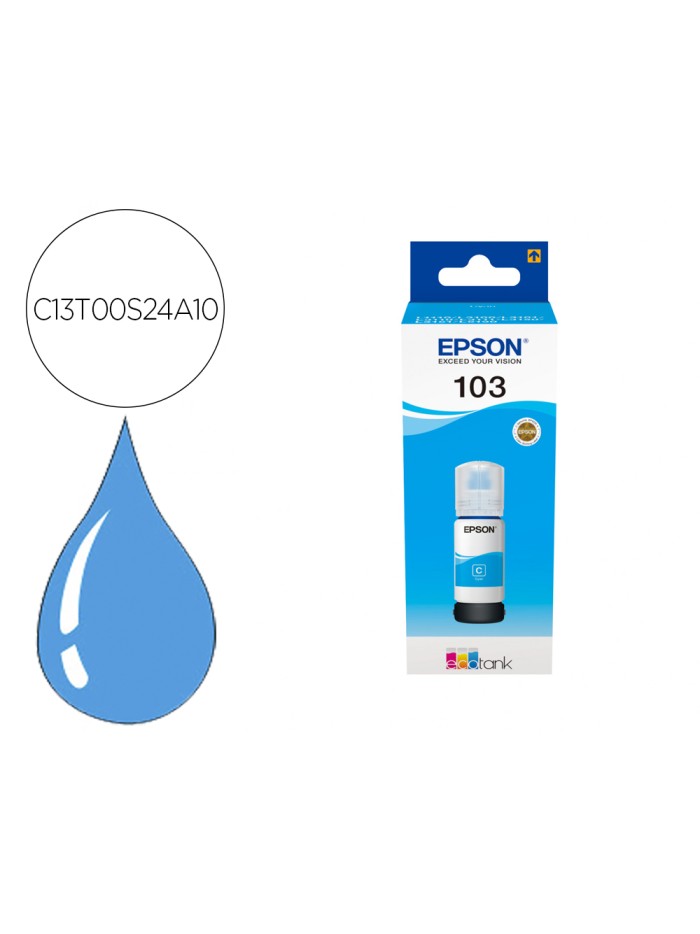 Tinta epson ecotank 103 l3110/3150/3151/5190 cian botella de 65 ml Tinta epson ecotank 103 l3110/3150/3151/5190 cian botella de 65 ml