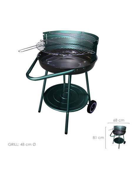 Barbacoa Carbon y Leña Apache, Redonda Con Batea. Barbacoa Jardin, Playa, Patio. 68x50.8x81 cm.