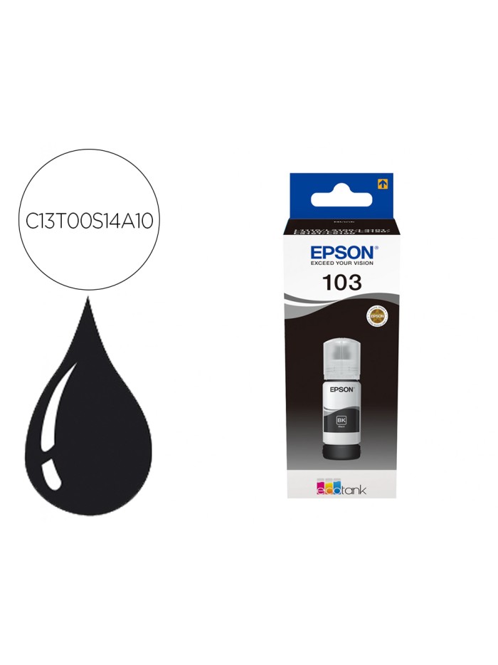 Tinta epson ecotank 103 l3110/3150/3151/5190 negro botella de 65 ml Tinta epson ecotank 103 l3110/3150/3151/5190 negro botella de 65 ml