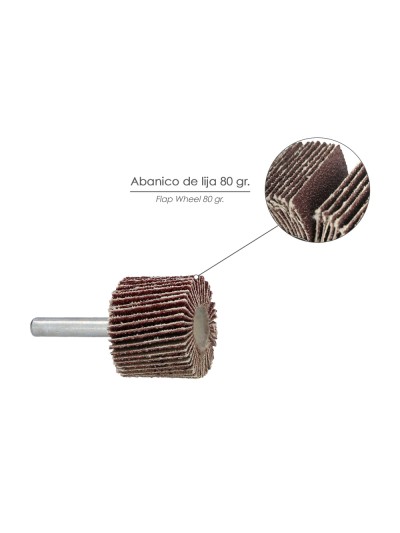 Abanico Lija Grano 80 Medida Ø 30 x 25 mm. Disco Abrasivo Laminas, Ruedas Mil Hojas, Ruedas Abrasivas,Lijado,Desbaste,Pulir