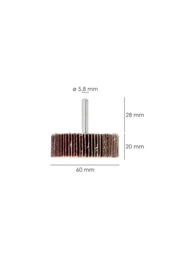 Abanico Lija Grano 60 Medida Ø 60 x 20 mm. Disco Abrasivo Laminas, Ruedas Mil Hojas, Ruedas Abrasivas,Lijado,Desbaste,Pulir