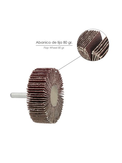 Abanico Lija Grano 80 Medida Ø 60 x 20 mm. Disco Abrasivo Laminas, Ruedas Mil Hojas, Ruedas Abrasivas,Lijado,Desbaste,Pulir