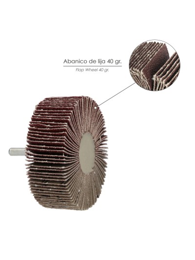 Abanico Lija Grano 40 Medida Ø 80 x 40 mm. Disco Abrasivo Laminas, Ruedas Mil Hojas, Ruedas Abrasivas,Lijado,Desbaste,Pulir