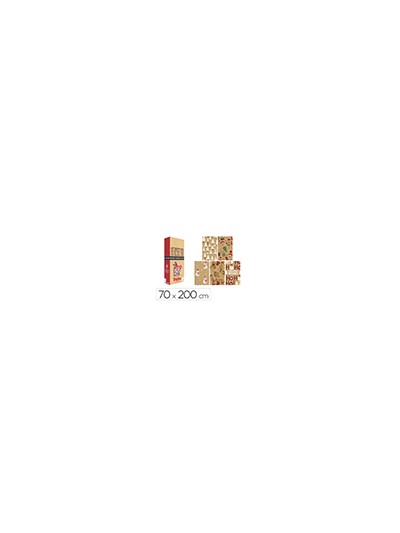 Papel de regalo basika kraft navidad rollo ancho 70 cm longitud 2 m diseños surtidos gramaje 50 gr