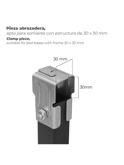 Juego Patas Somier Cuadradas (4 Unidades) Tubo 30x30 mm. Para Somier de 30x30 mm. Altura 25 cm.