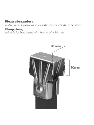 Juego Patas Somier Cuadradas (4 Unidades) Tubo 30x30 mm. Para Somier de 40x30 mm. Altura 25 cm.