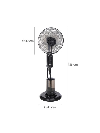 Ventilador Nebulizador, 3 Aspas de Gran Tamaño Ø 40 cm. Motor Cobre 75 Watt. Temporizador, Mando a Distancia Ventilador Con Agua