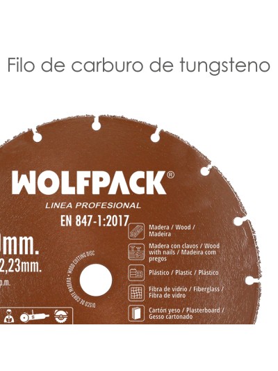 Disco Corte Madera / Plastico Ø 115 mm. Filo De Carburo De Tungsteno