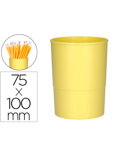 Cubilete portalapices q-connect amarillo pastel opaco plastico diametro 75 mm alto 100 mm