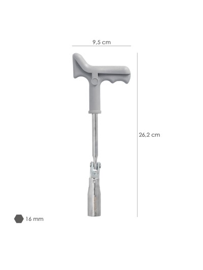 Llave Bujias Articulada 16 mm. Con Mango T