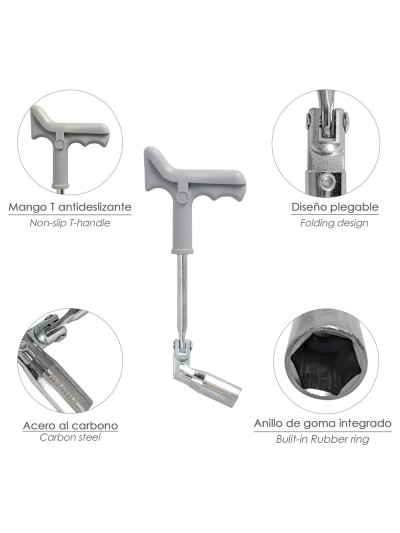 Llave Bujias Articulada 16 mm. Con Mango T