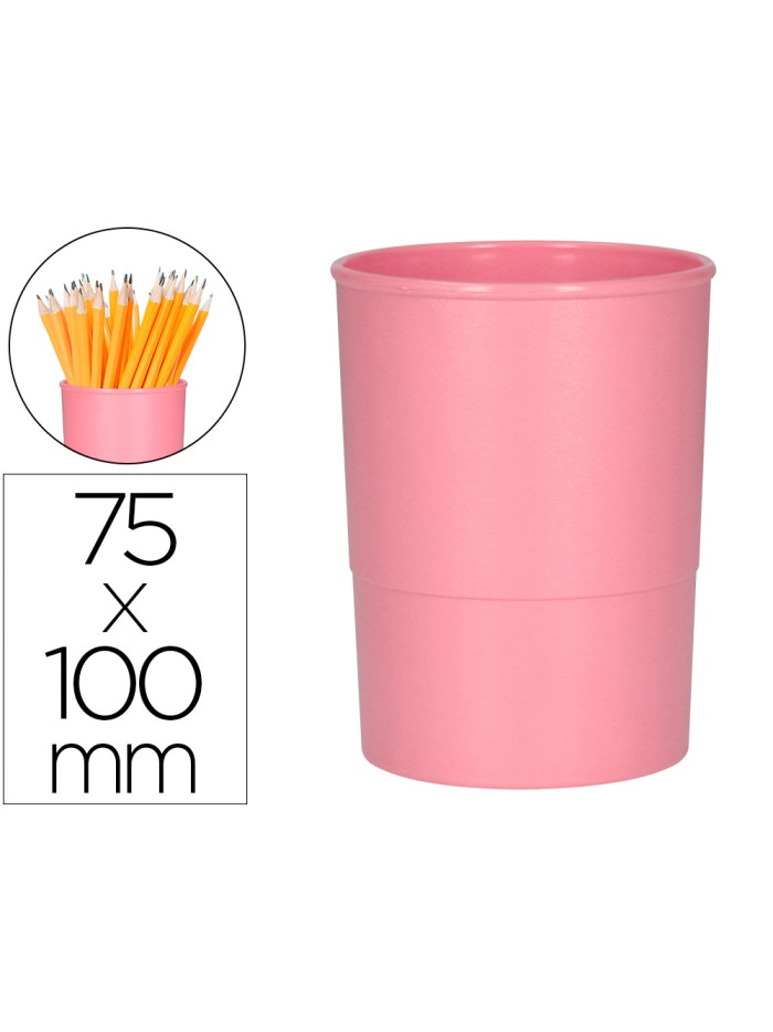 Cubilete portalapices q-connect rosa pastel opaco plastico diametro 75 mm alto 100 mm Cubilete portalapices q-connect rosa pastel opaco plastico diametro 75 mm alto 100 mm