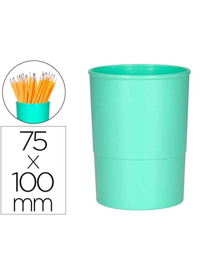 Cubilete portalapices q-connect verde menta pastel opaco plastico diametro 75 mm alto 100 mm Cubilete portalapices q-connect verde menta pastel opaco plastico diametro 75 mm alto 100 mm