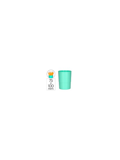 Cubilete portalapices q-connect verde menta pastel opaco plastico diametro 75 mm alto 100 mm