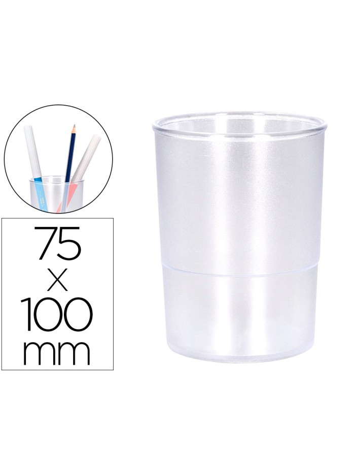 Cubilete portalapices q-connect transparente plastico diametro 75 mm alto 100 mm Cubilete portalapices q-connect transparente plastico diametro 75 mm alto 100 mm