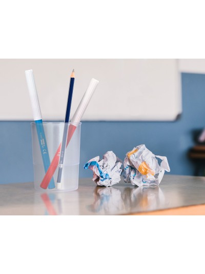 Cubilete portalapices q-connect transparente plastico diametro 75 mm alto 100 mm