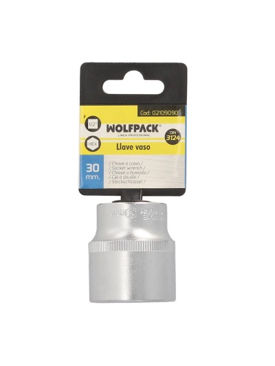 Llave Vaso 1/2" Hexagonal 30 mm. Perfil de 6 caras. Acero Cromo Vanadio, Aristas Redondas