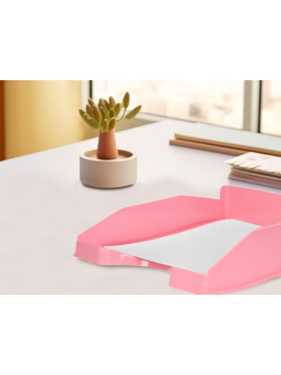 Bandeja sobremesa plastico q-connect rosa pastel opaco 240x70x340 mm