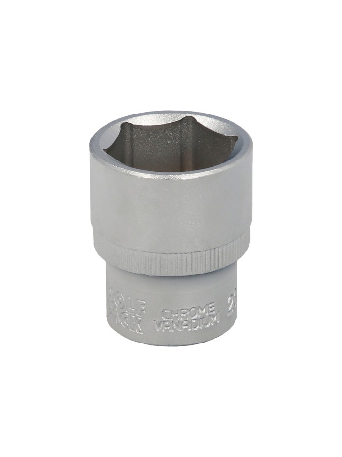 Llave Vaso 1/2" Hexagonal 23 mm. Perfil de 6 caras. Acero Cromo Vanadio, Aristas Redondas