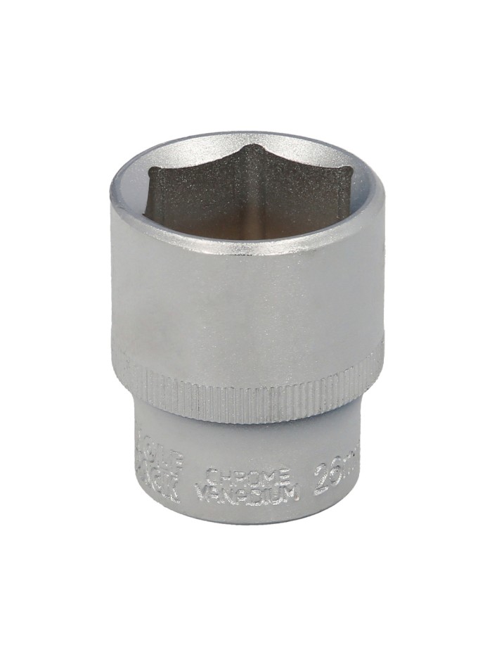 Llave Vaso 1/2" Hexagonal 26 mm. Perfil de 6 caras. Acero Cromo Vanadio, Aristas Redondas