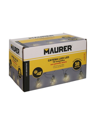 Guirnalda Solar 10 Bombillas / 50 Micro Leds Luz Calida. Bateria Recargable Uso en Exteriores / Interiores Ip44