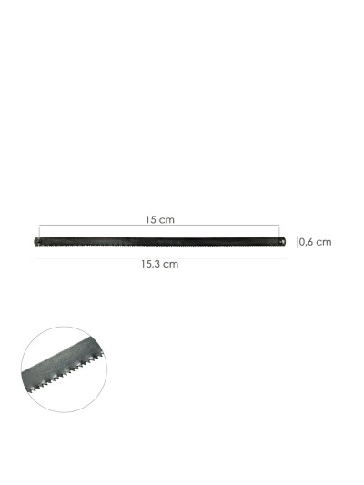 Hoja Segueta / Arco Sierra Marqueteria 155 mm. Fabricada en Acero, 24 TPI. Flexible y Duradera.