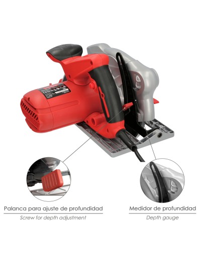 Sierra Circular 1300 Watt. Con Laser Disco 185 mm. 4.700 RPM Corte Inglete Regulador de Profundidad. Ingletadora, Sierra Madera