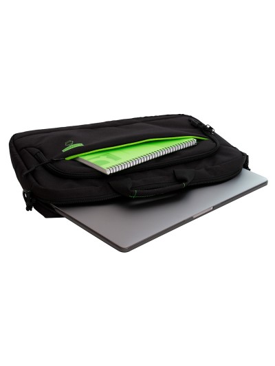 Maletin para portatil q-connect 15,6/' negro 1 asa 2 bolsillos exteriores polietileno reciclado