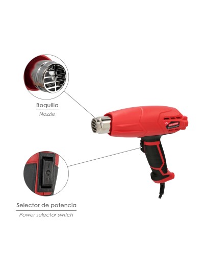 Pistola Aire Caliente 2000 Watt. 2 Potencias Con  Accesorios. Decapador, Pistola Decapar Aire Caliente