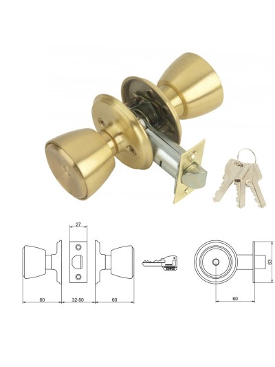 Pomo MCM 508 Con Llave Latonado Entrada 60 mm.