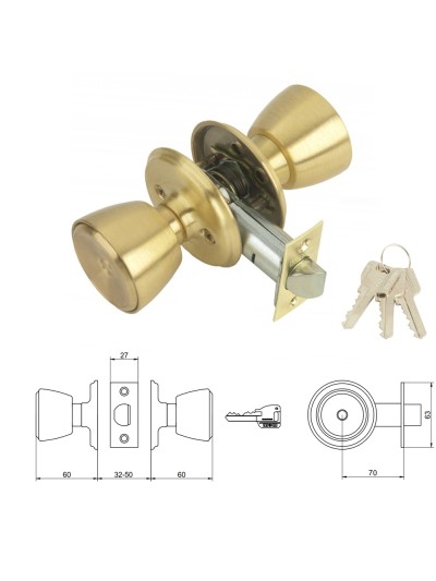 Pomo MCM 508 Con Llave Latonado Entrada 70 mm.
