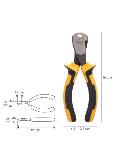 Alicates Corte Frontal 150 mm. Acero DIN 5745. Pelacables, Corta Cables, Pelador Cables,