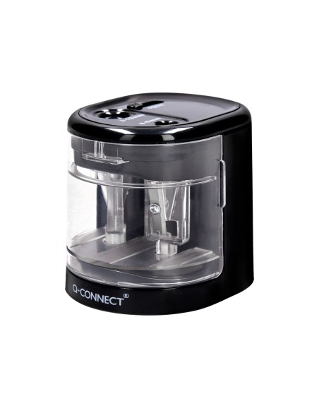 Sacapuntas q-connect kf14568 electrico de sobremesa cable usb/4 pilas aa afila cuchilla diametros de 6 a 12mm dos usos