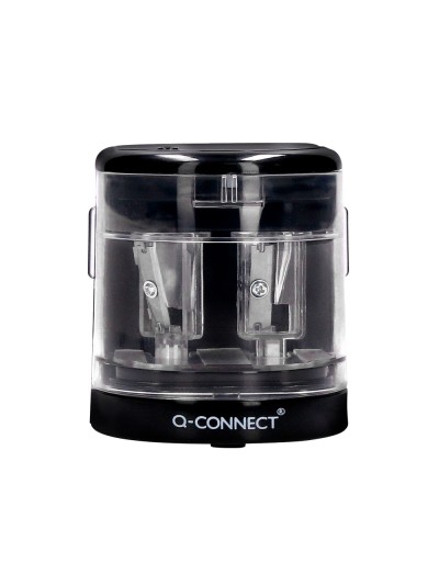 Sacapuntas q-connect kf14568 electrico de sobremesa cable usb/4 pilas aa afila cuchilla diametros de 6 a 12mm dos usos