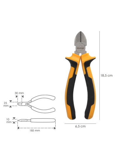 Alicates Corte Diagonal 175 mm. Acero DIN 5749 Pelacables, Corta Cables, Pelador Cables