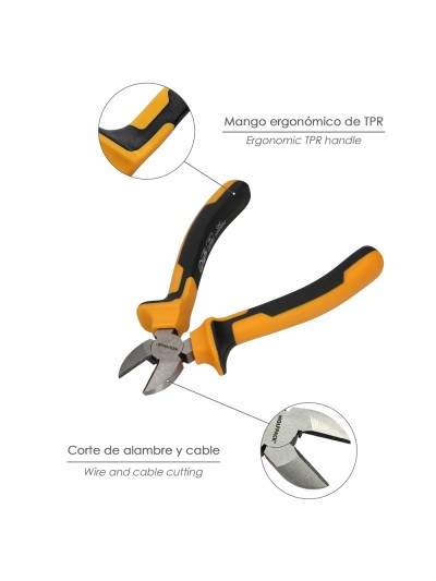 Alicates Corte Diagonal 175 mm. Acero DIN 5749 Pelacables, Corta Cables, Pelador Cables