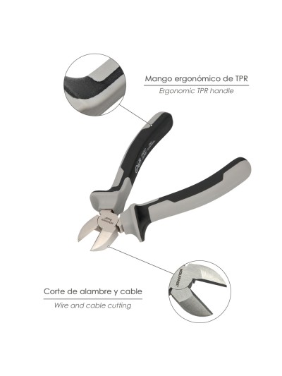 Alicates Corte diagonal 150 mm. Acero Cromo Vanadio DIN-ISO 5749  Pelacables, Corta Cables, Pelador Cables