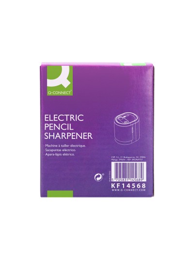 Sacapuntas q-connect kf14568 electrico de sobremesa cable usb/4 pilas aa afila cuchilla diametros de 6 a 12mm dos usos