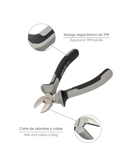 Alicates Corte Diagonal 175 mm. Acero Cromo Vanadio DIN-ISO 5749  Pelacables, Corta Cables, Pelador Cables