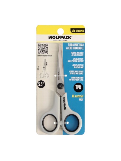 Tijeras Multiuso Acero Inoxidable 5,5" / 140 mm. Hojas Acero Inoxidable, Mango Comodo y Suave