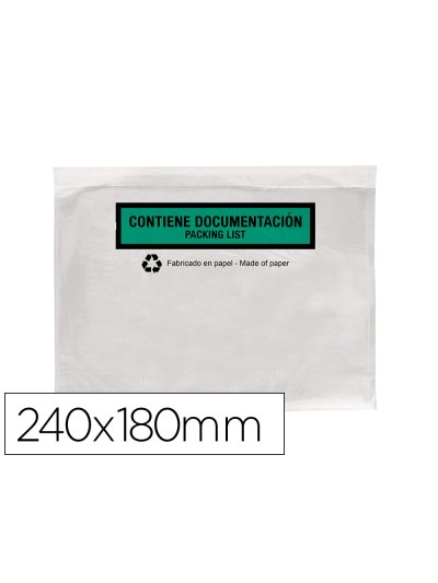 Sobre autoadhesivo q-connect portadocumentos multilingue 240x180 mm sin ventana 100% papel paquete de 100 unidades