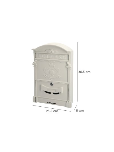 Buzon Jardín Aluminio Fundido Blanco Palace 255 x 410 x 90 mm.